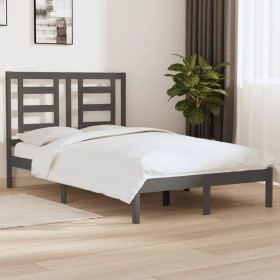 Estructura de cama doble pequeña madera maciza gris 120x190 cm de vidaXL, Camas y somieres - Ref: Foro24-3104320, Precio: 130...