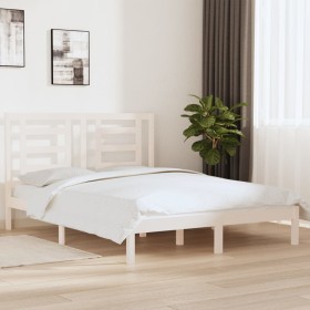 Solid white pine wood bed frame 160x200 cm by vidaXL, Beds and slatted bases - Ref: Foro24-3104359, Price: 134,66 €, Discount: %