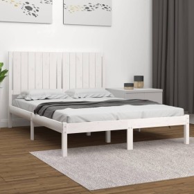 Solid white pine wood bed frame 140x190 cm by vidaXL, Beds and slatted bases - Ref: Foro24-3104394, Price: 154,19 €, Discount: %