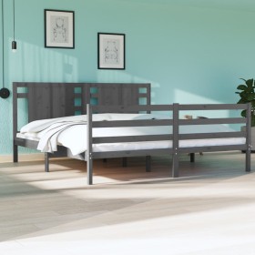 Solid gray pine wood bed frame 180x200 cm by vidaXL, Beds and slatted bases - Ref: Foro24-3104300, Price: 208,99 €, Discount: %