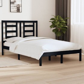 Black solid wood bed frame 120x190 cm by vidaXL, Beds and slatted bases - Ref: Foro24-3104322, Price: 145,18 €, Discount: %