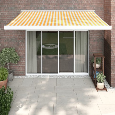 Toldo retráctil aluminio y tela blanco y amarillo 3x2,5 m de vidaXL, Toldos - Ref: Foro24-3154581, Precio: 601,37 €, Descuent...