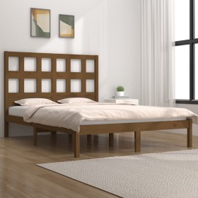 Estructura de cama madera maciza de pino marrón miel 160x200 cm de vidaXL, Camas y somieres - Ref: Foro24-3104491, Precio: 16...