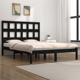 Estructura de cama de madera maciza de pino negra 140x190 cm de vidaXL, Camas y somieres - Ref: Foro24-3104462, Precio: 155,9...