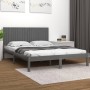 Solid gray pine wood bed frame 200x200 cm by vidaXL, Beds and slatted bases - Ref: Foro24-3104435, Price: 172,99 €, Discount: %