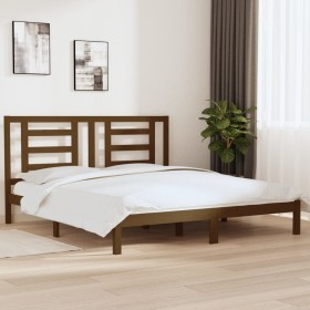 Solid wood bed frame super king honey brown 180x200 cm by vidaXL, Beds and slatted bases - Ref: Foro24-3104366, Price: 184,99...