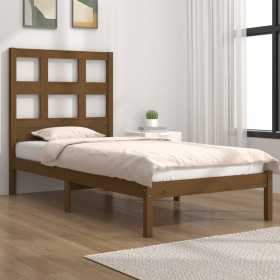 Solid pine wood bed frame honey brown 90x200 cm by vidaXL, Beds and slatted bases - Ref: Foro24-3104466, Price: 107,99 €, Dis...