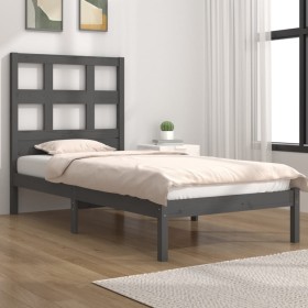 Gray pine wood single bed frame 90x190 cm by vidaXL, Beds and slatted bases - Ref: Foro24-3104445, Price: 115,99 €, Discount: %