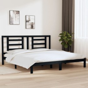 Solid black pine wood bed frame 200x200 cm by vidaXL, Beds and slatted bases - Ref: Foro24-3104372, Price: 154,99 €, Discount: %