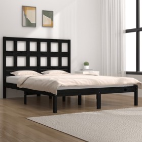 Estructura de cama de madera maciza de pino negra 160x200 cm de vidaXL, Camas y somieres - Ref: Foro24-3104492, Precio: 169,9...