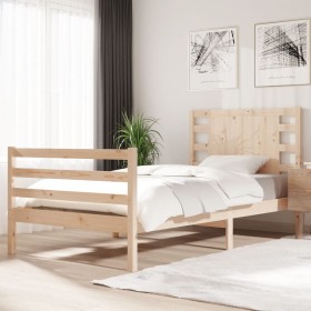 Solid pine wood bed frame 100x200 cm by vidaXL, Beds and slatted bases - Ref: Foro24-3104273, Price: 104,99 €, Discount: %