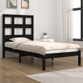 Estructura de cama madera maciza de pino negra 100x200 cm de vidaXL, Camas y somieres - Ref: Foro24-3104472, Precio: 117,99 €...