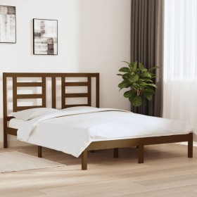 Estructura de cama madera maciza de pino marrón miel 160x200 cm de vidaXL, Camas y somieres - Ref: Foro24-3104361, Precio: 16...