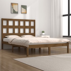 Honey brown solid wood bed frame King Size 150x200 cm by vidaXL, Beds and slatted bases - Ref: Foro24-3104486, Price: 146,99 ...