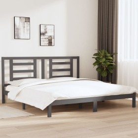 Solid gray pine wood bed frame 200x200 cm by vidaXL, Beds and slatted bases - Ref: Foro24-3104370, Price: 154,99 €, Discount: %