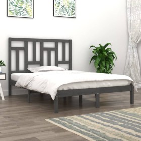 Solid gray pine wood bed frame 140x190 cm by vidaXL, Beds and slatted bases - Ref: Foro24-3104525, Price: 142,99 €, Discount: %