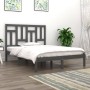 Solid gray pine wood bed frame 200x200 cm by vidaXL, Beds and slatted bases - Ref: Foro24-3104565, Price: 151,84 €, Discount: %