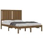 Estructura de cama doble madera maciza marrón miel 120x190 cm de vidaXL, Camas y somieres - Ref: Foro24-3104386, Precio: 130,...