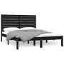 Black solid wood bed frame 140x200 cm by vidaXL, Beds and slatted bases - Ref: Foro24-3104612, Price: 183,64 €, Discount: %