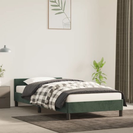 Estructura cama con cabecero terciopelo verde oscuro 80x200 cm de vidaXL, Camas y somieres - Ref: Foro24-347540, Precio: 81,3...