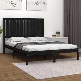 Estructura de cama madera maciza de pino negra 120x200 cm de vidaXL, Camas y somieres - Ref: Foro24-3104412, Precio: 153,90 €...