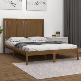 Estructura de cama madera maciza de pino marrón miel 120x200 cm de vidaXL, Camas y somieres - Ref: Foro24-3104411, Precio: 13...