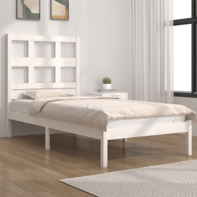 Estructura de cama madera maciza de pino blanco 90x200 cm de vidaXL, Camas y somieres - Ref: Foro24-3104464, Precio: 88,99 €,...