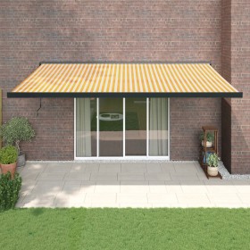 Retractable aluminum and yellow and white fabric awning 5x3 m by vidaXL, Awnings - Ref: Foro24-3154610, Price: 811,99 €, Disc...