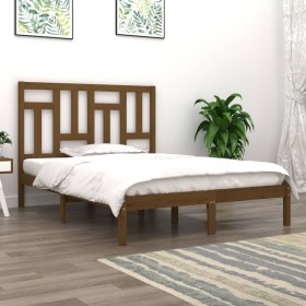 Estructura cama madera maciza marrón miel King Size 150x200 cm de vidaXL, Camas y somieres - Ref: Foro24-3104551, Precio: 149...