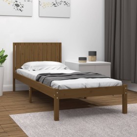 Solid pine wood bed frame honey brown 100x200 cm by vidaXL, Beds and slatted bases - Ref: Foro24-3104406, Price: 113,51 €, Di...