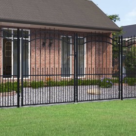 Black coated steel spear point fence gate 305x223cm by vidaXL, garden gates - Ref: Foro24-151098, Price: 544,77 €, Discount: %