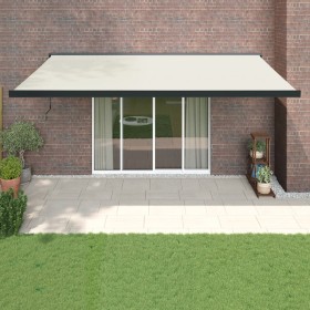 Aluminum and cream fabric retractable awning 5x3 m by vidaXL, Awnings - Ref: Foro24-3154605, Price: 818,99 €, Discount: %