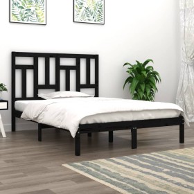 Solid black pine wood bed frame 140x200 cm by vidaXL, Beds and slatted bases - Ref: Foro24-3104547, Price: 158,99 €, Discount: %