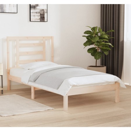 Solid pine wood bed frame 100x200 cm by vidaXL, Beds and slatted bases - Ref: Foro24-3104338, Price: 82,22 €, Discount: %