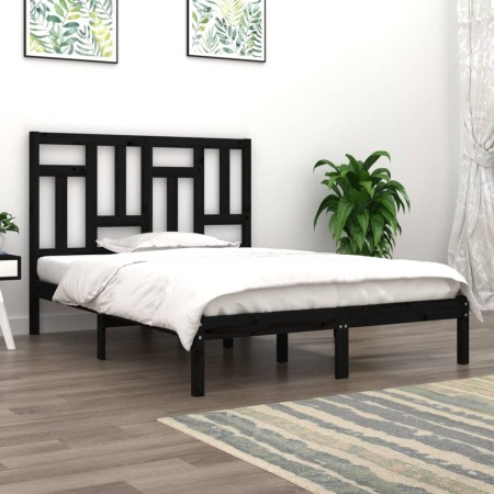 Estructura de cama de madera maciza de pino negro 200x200 cm de vidaXL, Camas y somieres - Ref: Foro24-3104567, Precio: 152,0...