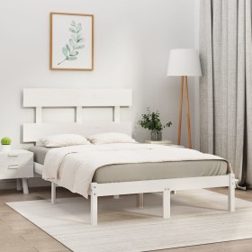 White solid wood bed frame 140x190 cm by vidaXL, Beds and slatted bases - Ref: Foro24-3104654, Price: 119,99 €, Discount: %