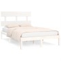 Estructura de cama de madera maciza blanca 140x190 cm de vidaXL, Camas y somieres - Ref: Foro24-3104654, Precio: 119,99 €, De...