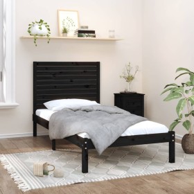 Black solid wood bed frame 100x200 cm by vidaXL, Beds and slatted bases - Ref: Foro24-3104602, Price: 132,99 €, Discount: %