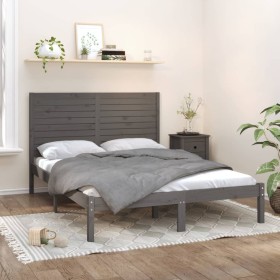 Gray solid wood bed frame 140x200 cm by vidaXL, Beds and slatted bases - Ref: Foro24-3104610, Price: 166,99 €, Discount: %