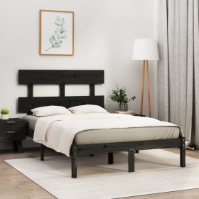 Estructura de cama doble madera maciza negra 135x190 cm de vidaXL, Camas y somieres - Ref: Foro24-3104652, Precio: 145,31 €, ...