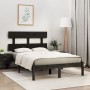 Black solid wood double bed frame 135x190 cm by vidaXL, Beds and slatted bases - Ref: Foro24-3104652, Price: 145,70 €, Discou...