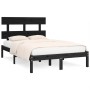 Black solid wood double bed frame 135x190 cm by vidaXL, Beds and slatted bases - Ref: Foro24-3104652, Price: 145,70 €, Discou...