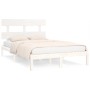 White solid wood bed frame 200x200 cm by vidaXL, Beds and slatted bases - Ref: Foro24-3104694, Price: 133,71 €, Discount: %