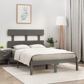 Estructura de cama madera maciza gris King Size 150x200 cm de vidaXL, Camas y somieres - Ref: Foro24-3104680, Precio: 150,50 ...