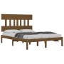 Estructura de cama madera maciza de pino marrón miel 200x200 cm de vidaXL, Camas y somieres - Ref: Foro24-3104761, Precio: 15...