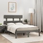 Small double bed frame solid gray wood 120x190 cm by vidaXL, Beds and slatted bases - Ref: Foro24-3104645, Price: 125,99 €, D...