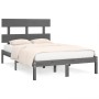 Estructura de cama de madera maciza gris 140x200 cm de vidaXL, Camas y somieres - Ref: Foro24-3104675, Precio: 124,82 €, Desc...