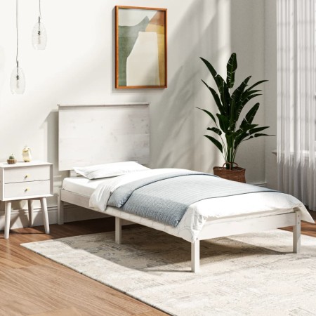 Solid white pine wood bed frame 90x200 cm by vidaXL, Beds and slatted bases - Ref: Foro24-3104789, Price: 98,77 €, Discount: %