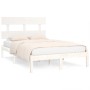 Estructura de cama de madera maciza blanca 135x190 cm de vidaXL, Camas y somieres - Ref: Foro24-3104649, Precio: 116,89 €, De...