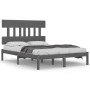 Gray solid wood bed frame 140x200 cm by vidaXL, Beds and slatted bases - Ref: Foro24-3104740, Price: 128,38 €, Discount: %